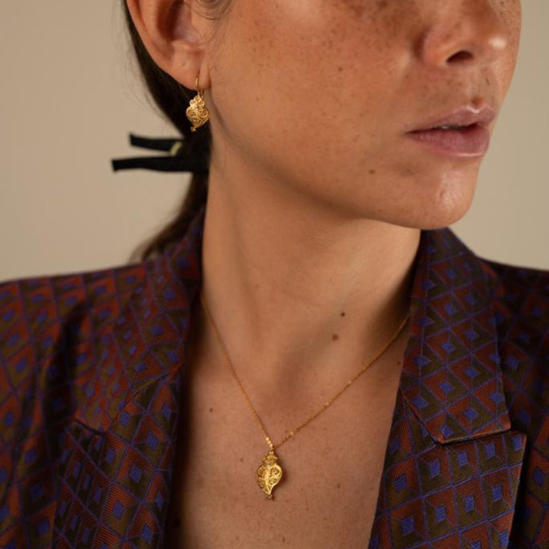 Necklace Heart Full in 19,2Kt Gold and Diamond