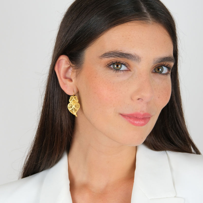 Earrings Heart of Viana 3,5cm in Gold Plated Silver