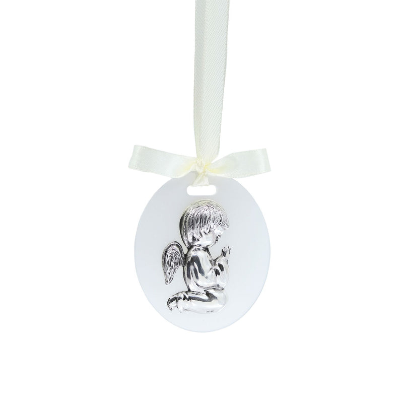 Pendant Guardian Angel in Silver on Acrylic