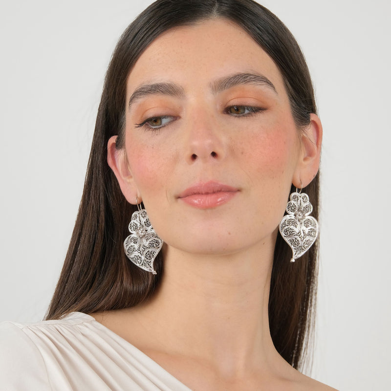 Earrings Heart of Viana 5,5cm in Silver