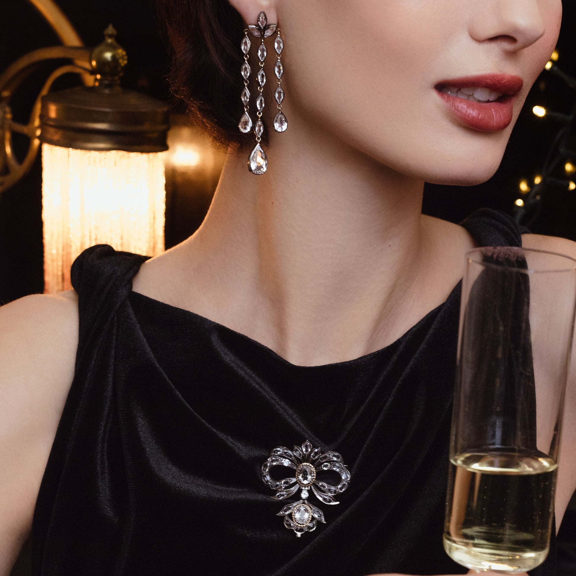 Brooch Rock Crystal in Silver and Gold