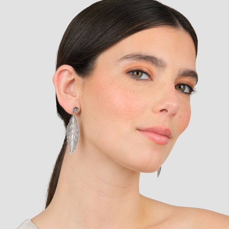 Earrings Leaf in Silver