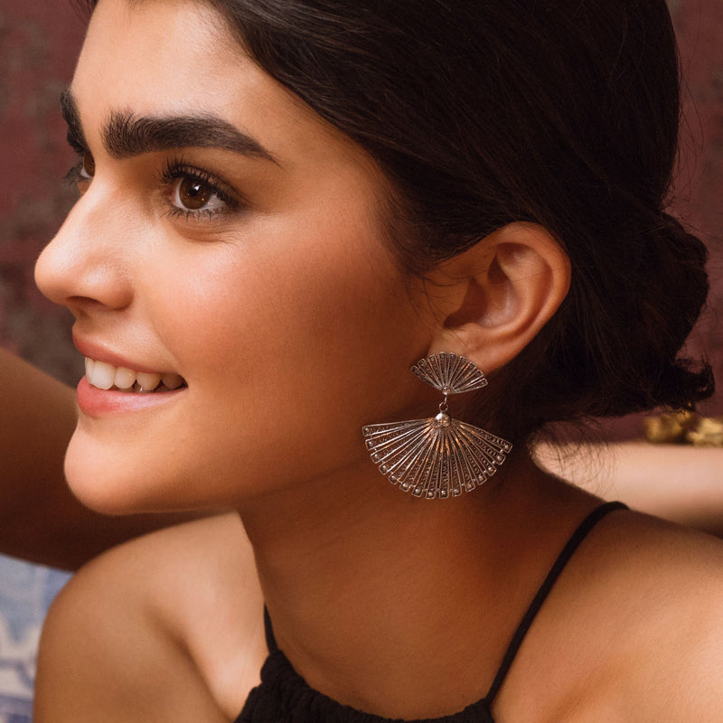 Earrings Fan in Silver