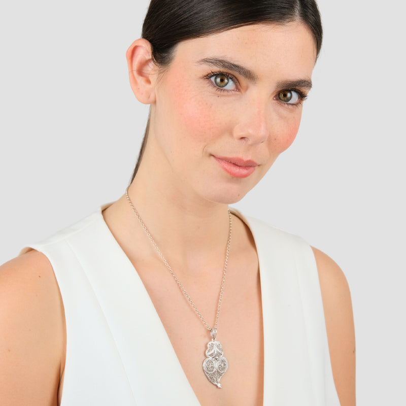 Necklace Heart of Viana 4,5 cm in Silver