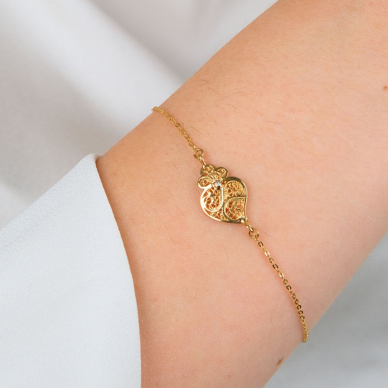 Bracelet Heart of Viana with Diamond in 19,2Kt Gold