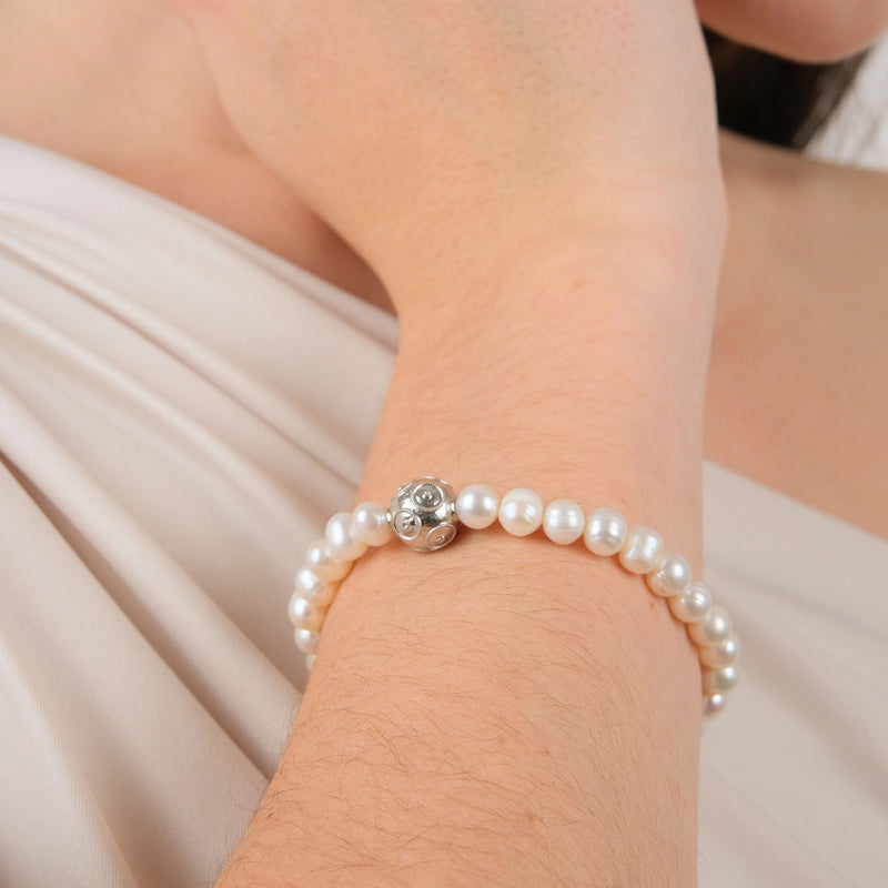 Bracelet Viana's Conta in Silver with Pearls