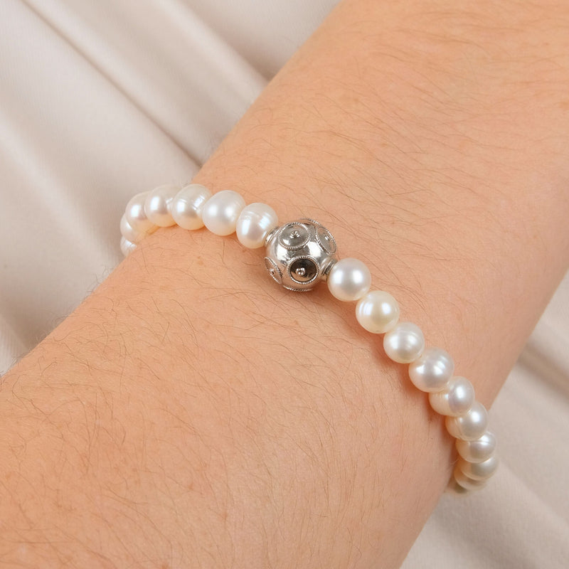 Bracelet Viana's Conta in Silver with Pearls
