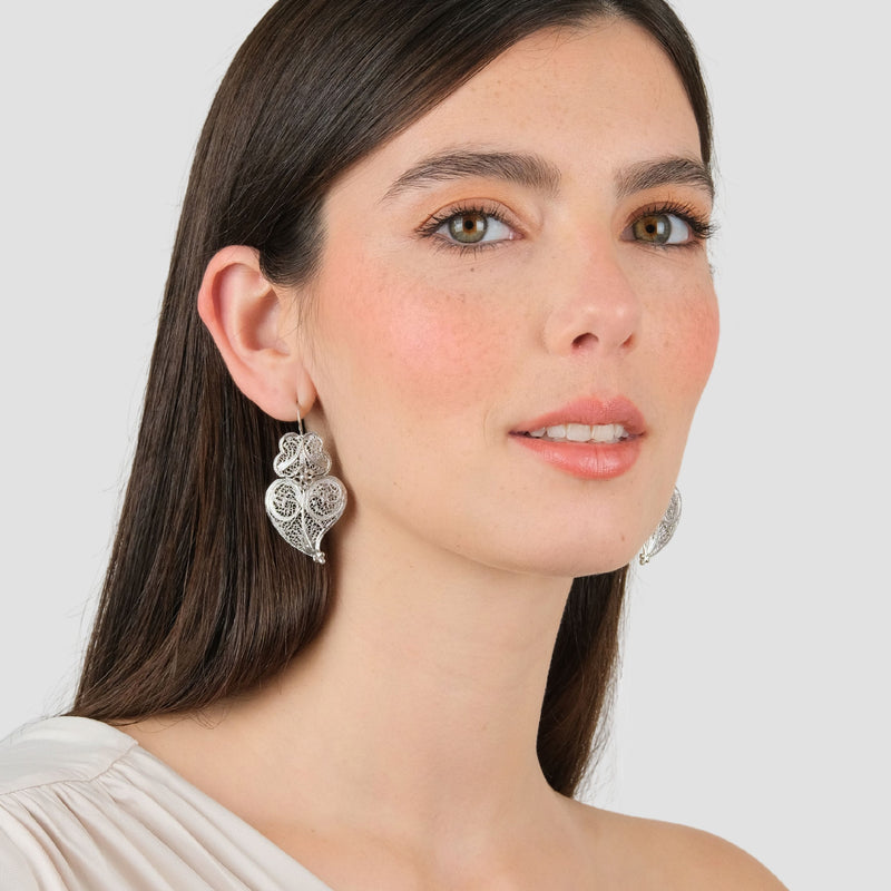 Earrings Heart of Viana 4,5 cm in Silver