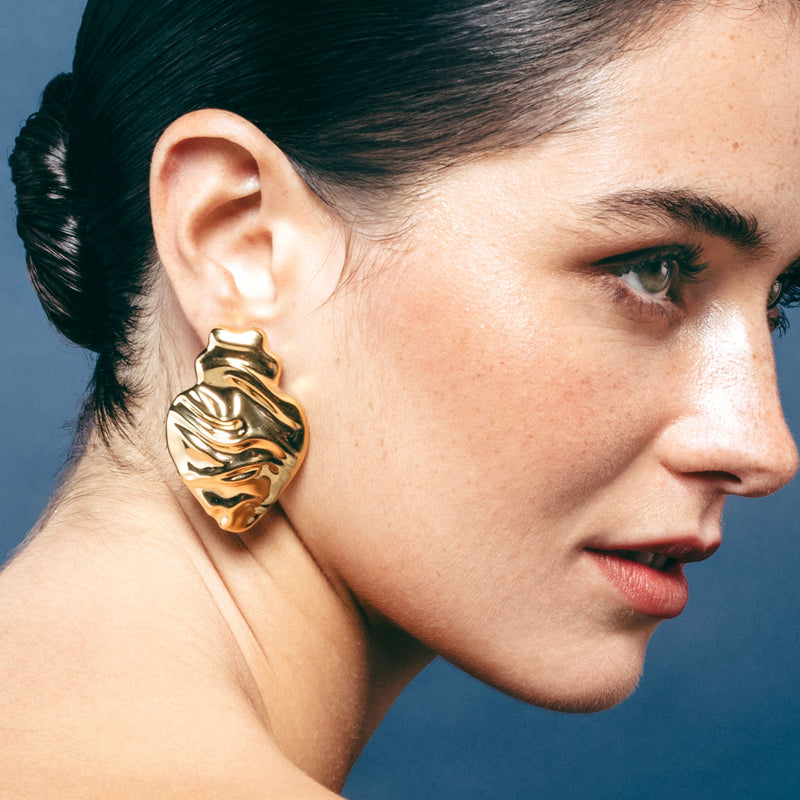 Earrings Melting Heart in Gold Plated Silver