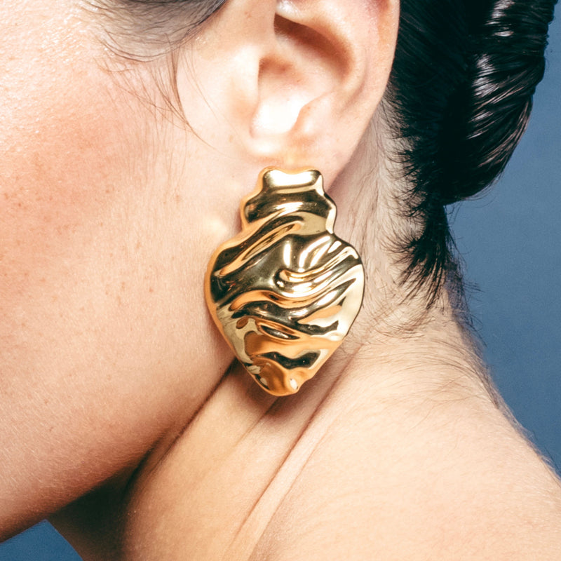 Earrings Melting Heart in Gold Plated Silver