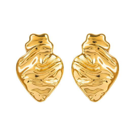 Earrings Melting Heart in Gold Plated Silver