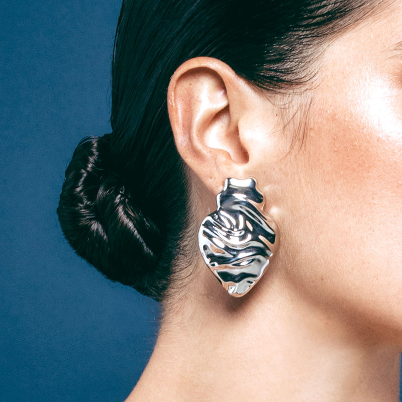 Earrings Melting Heart in Silver