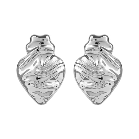 Earrings Melting Heart in Silver