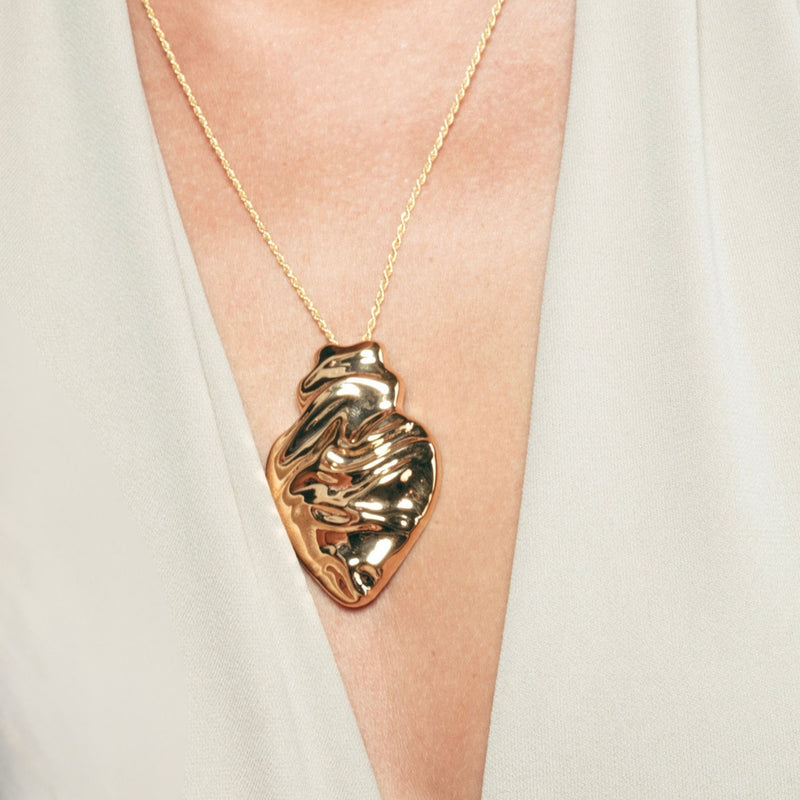 Set Melting Heart in Gold Plated Silver