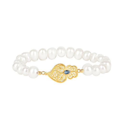 Bracelet Heart of Viana Blue in Gold Plated Silver