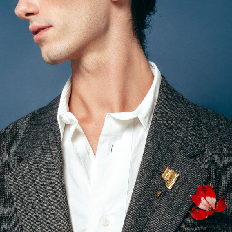 Pin Engawa in Gold Plated Silver