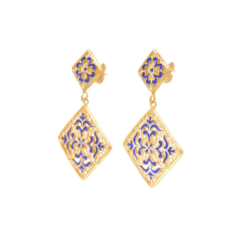 Earrings Azulejo in Gold Plated Silver