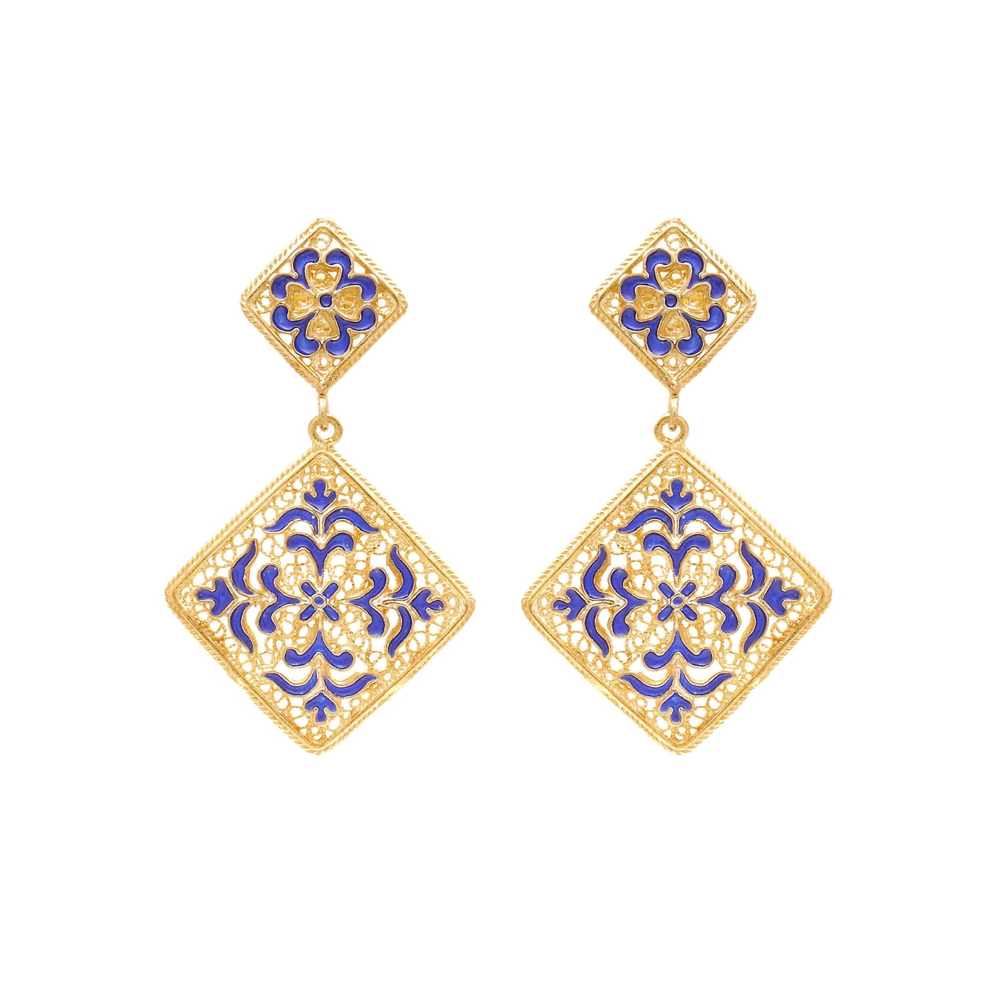 Earrings Azulejo in Gold Plated Silver