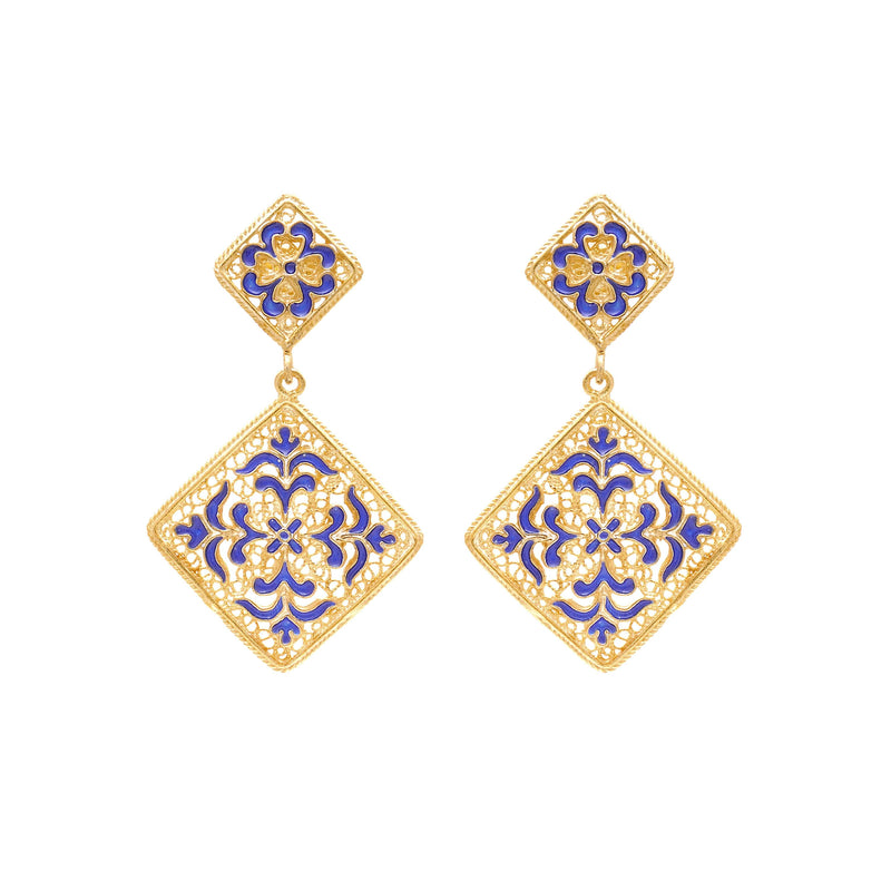 Earrings Azulejo in Gold Plated Silver