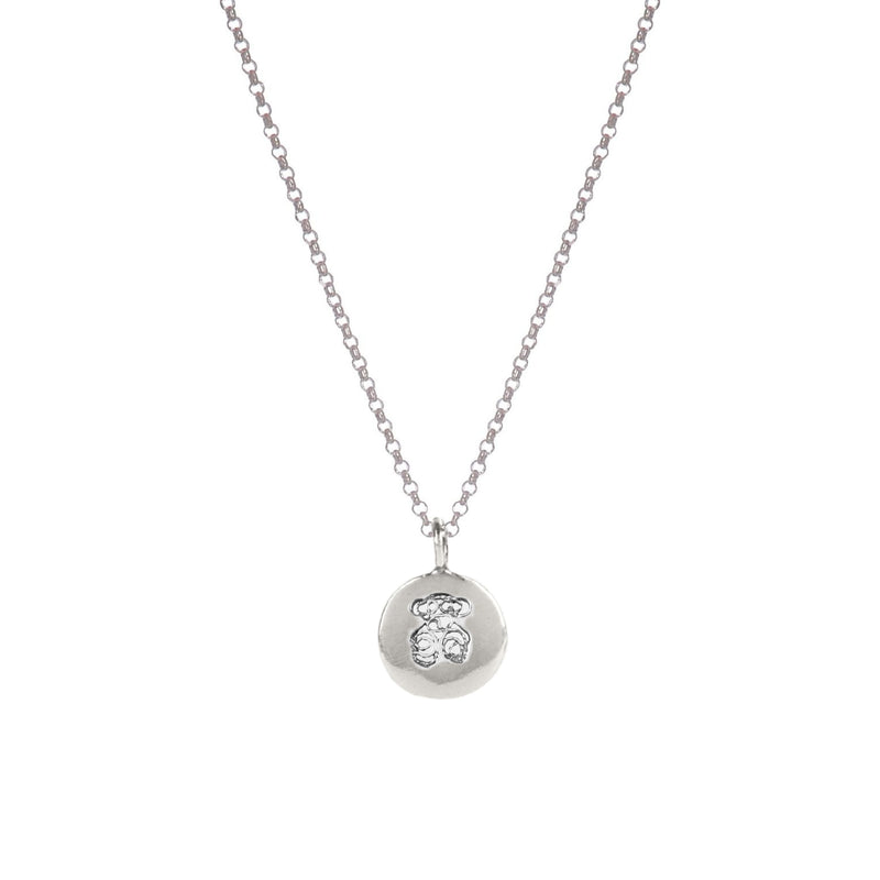 Necklace Charm Teddy Bear in Silver