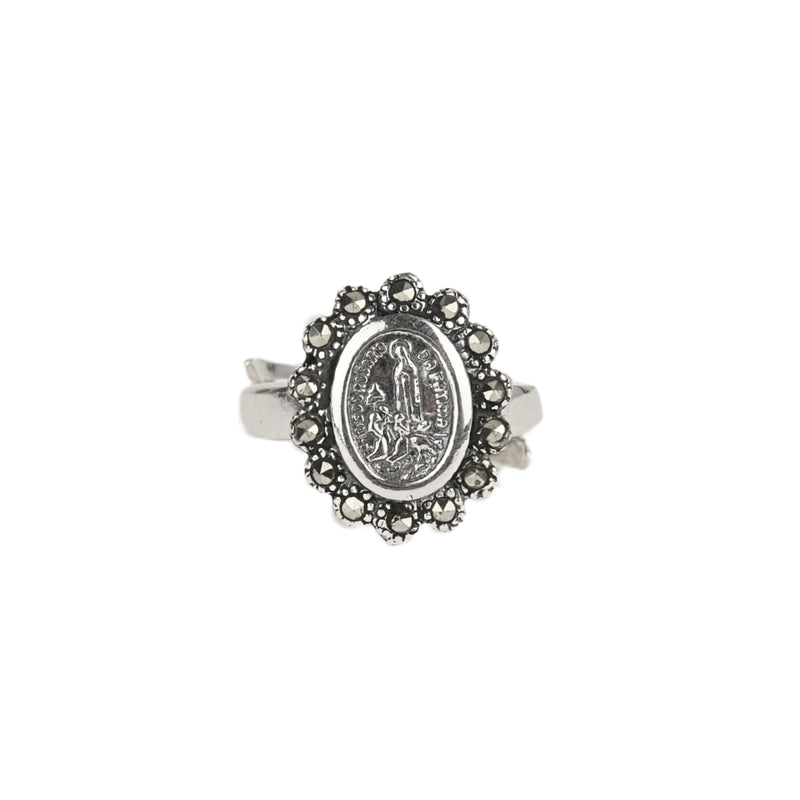 Ring Our Lady of Fátima with Marcasites in Silver