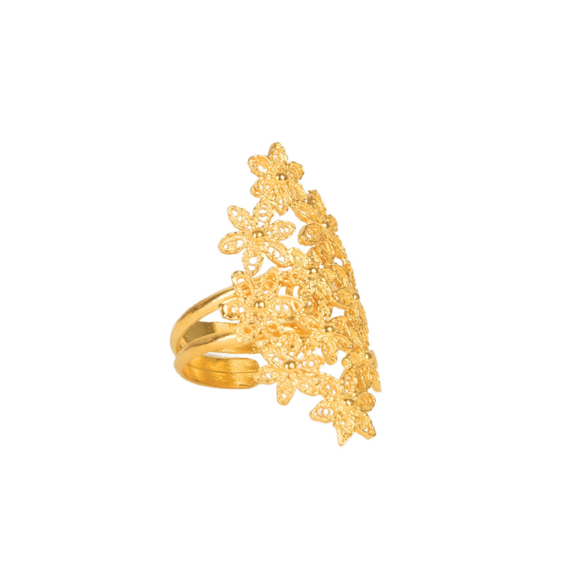 Ring Flowers in Gold Plated Silver