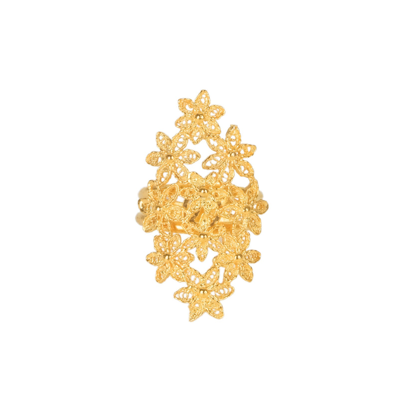 Ring Flowers in Gold Plated Silver