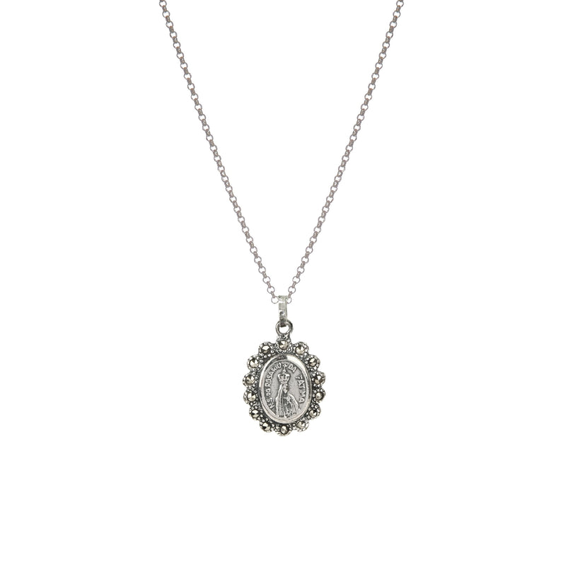 Necklace Our Lady of Fátima Crowned with Marcasites in Silver