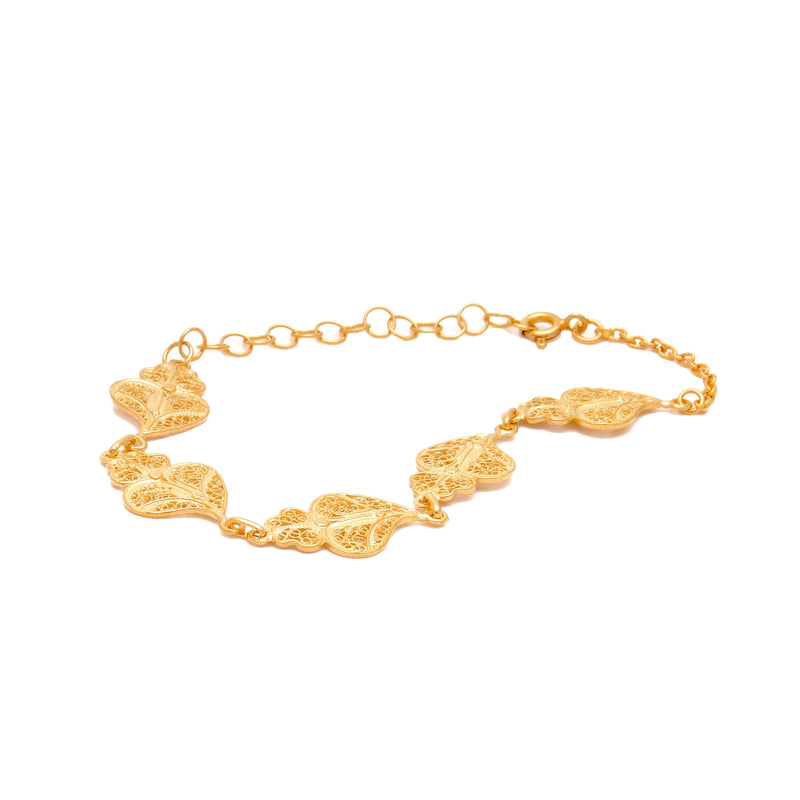 Bracelet Five Hearts of Viana in Gold Plated Silver