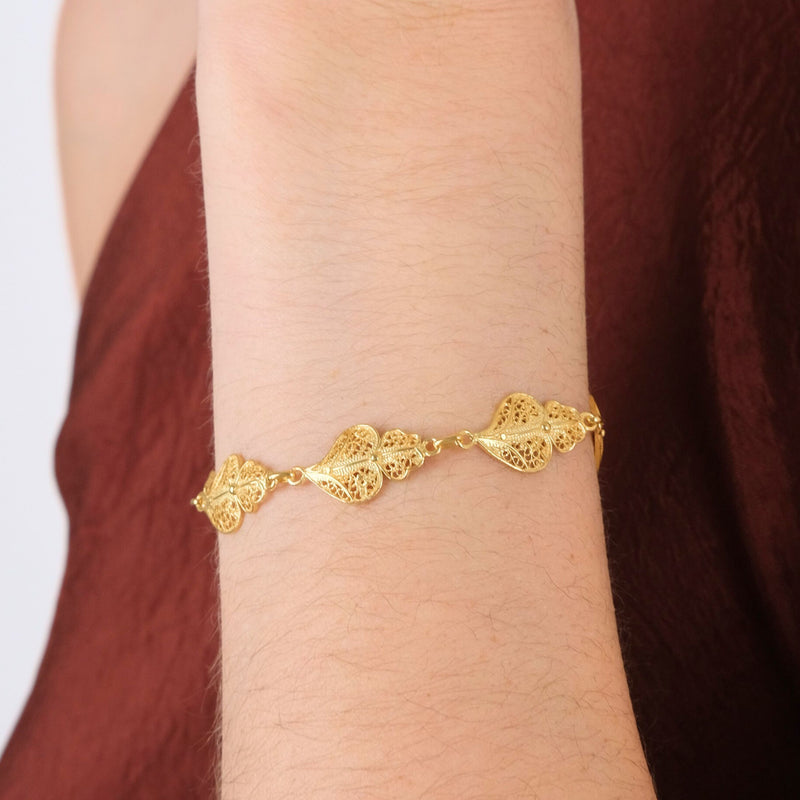 Bracelet Five Hearts of Viana in Gold Plated Silver