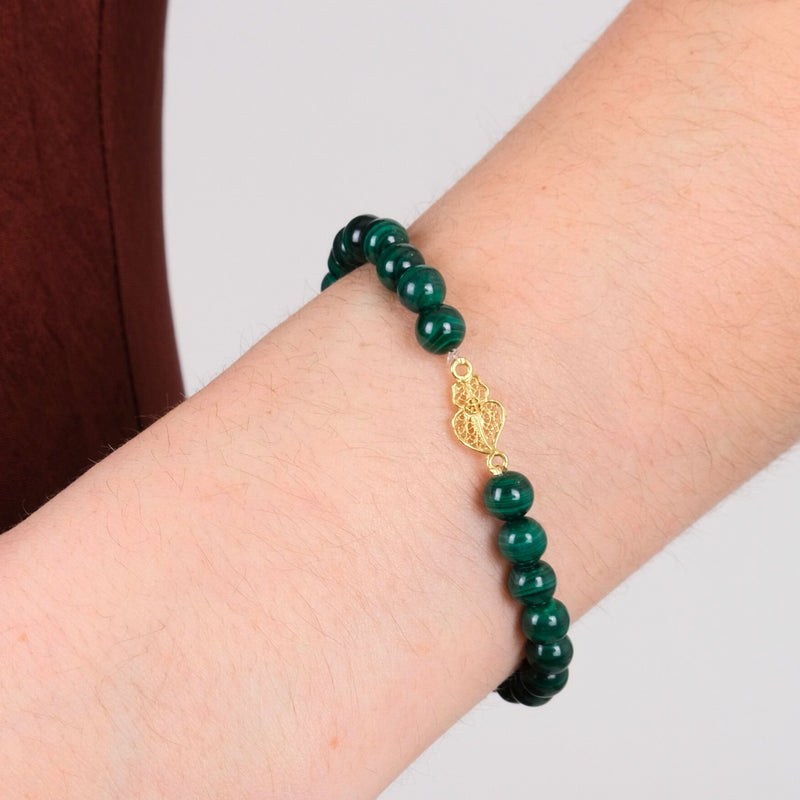 Bracelet Heart of Viana in 19,2Kt Gold with Malachite