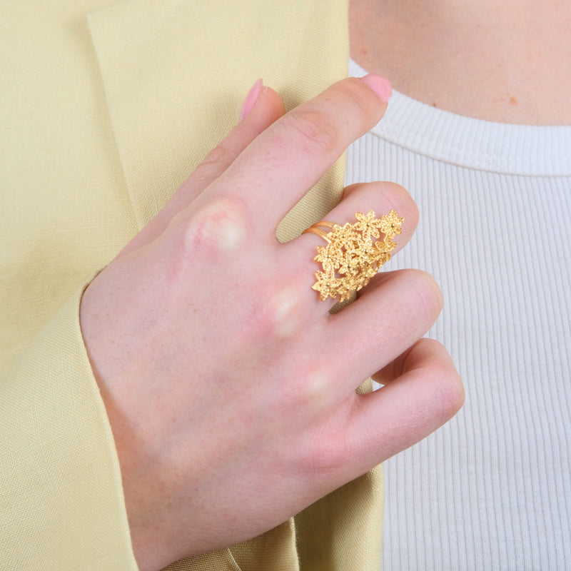 Ring Flowers in Gold Plated Silver