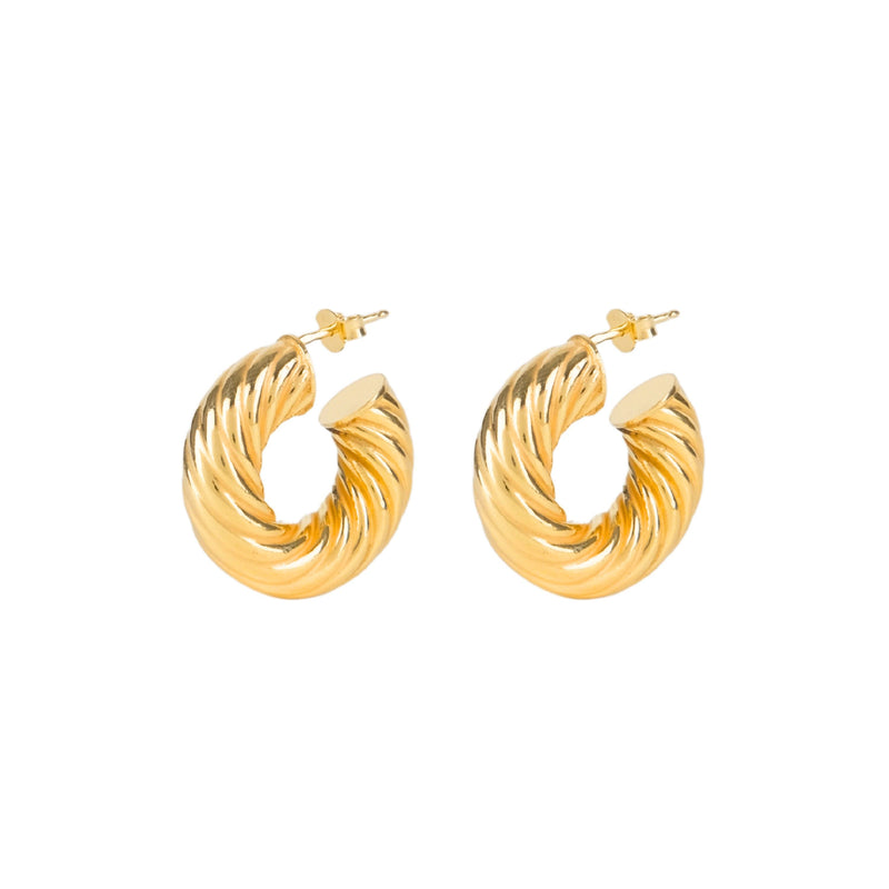 Earrings Hoops Intertwined in Gold Plated Silver