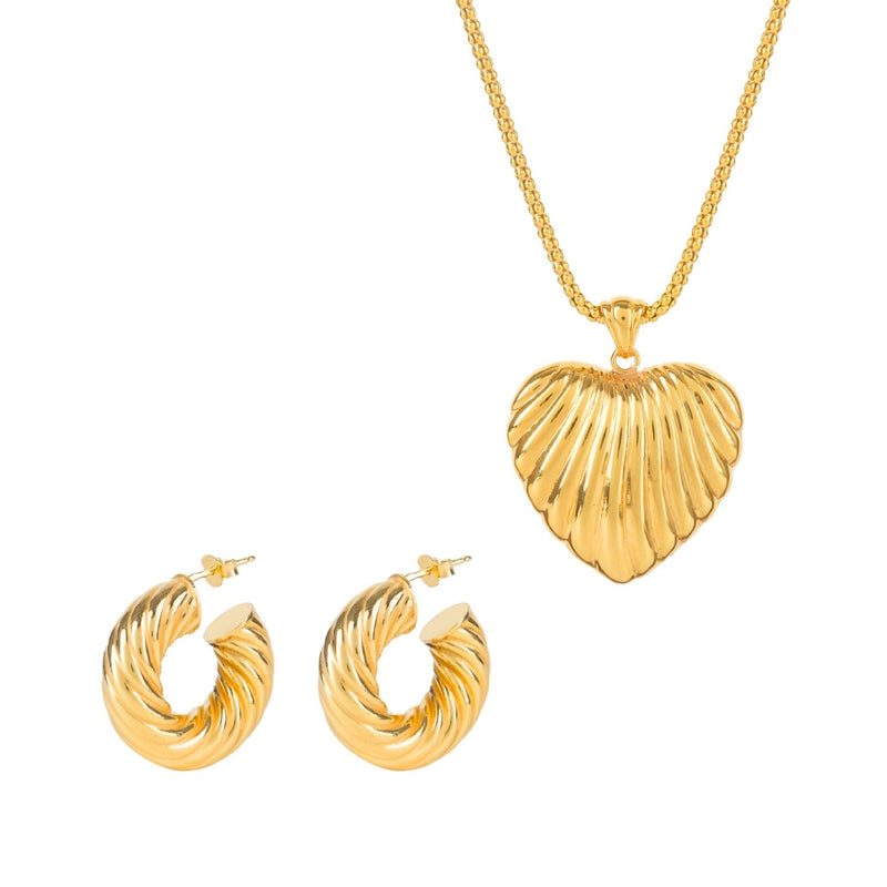 Set Intertwined Heart in Gold Plated Silver