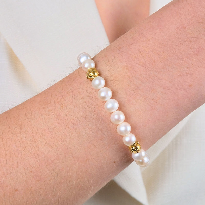 Bracelet Four Viana's Contas in Gold Plated Silver with Pearls