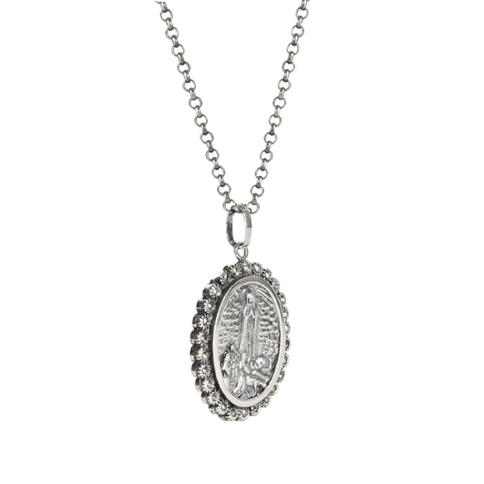 Necklace Our Lady of Fátima XL Marcasites in Silver