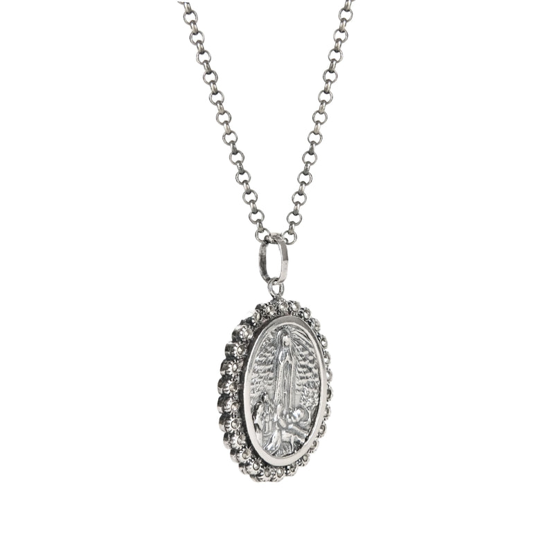 Necklace Our Lady of Fátima XL Marcasites in Silver