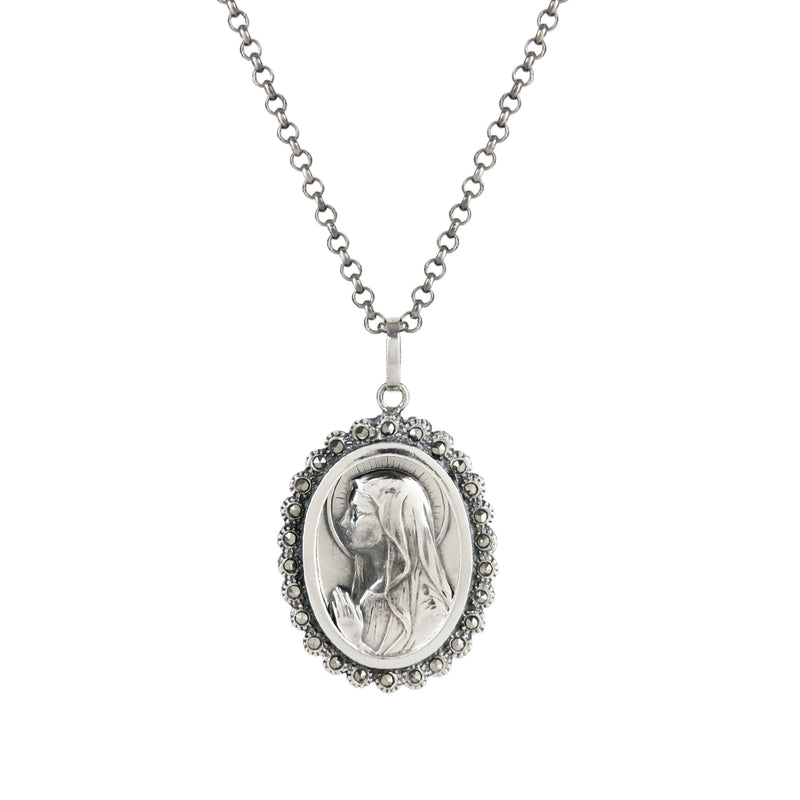 Necklace Our Lady of the Carrapito Marcasites in Silver