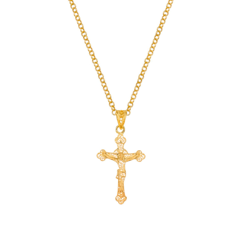 Necklace Crucifix Filigree in Gold Plated Silver