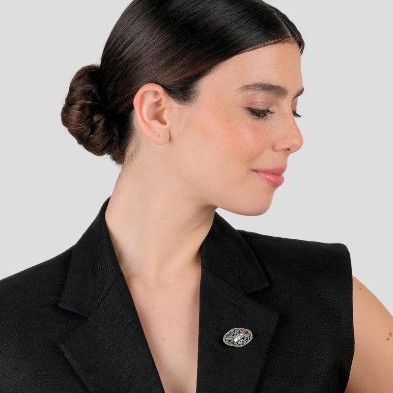 Brooch Marcasites in Silver and Gold