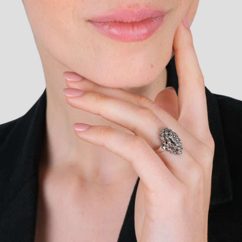 Ring Pinecone Oval Marcasites in Silver