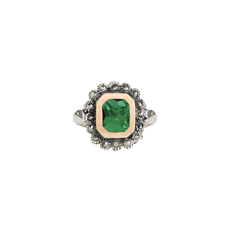 Ring Green Marcasites XL in Silver and Gold