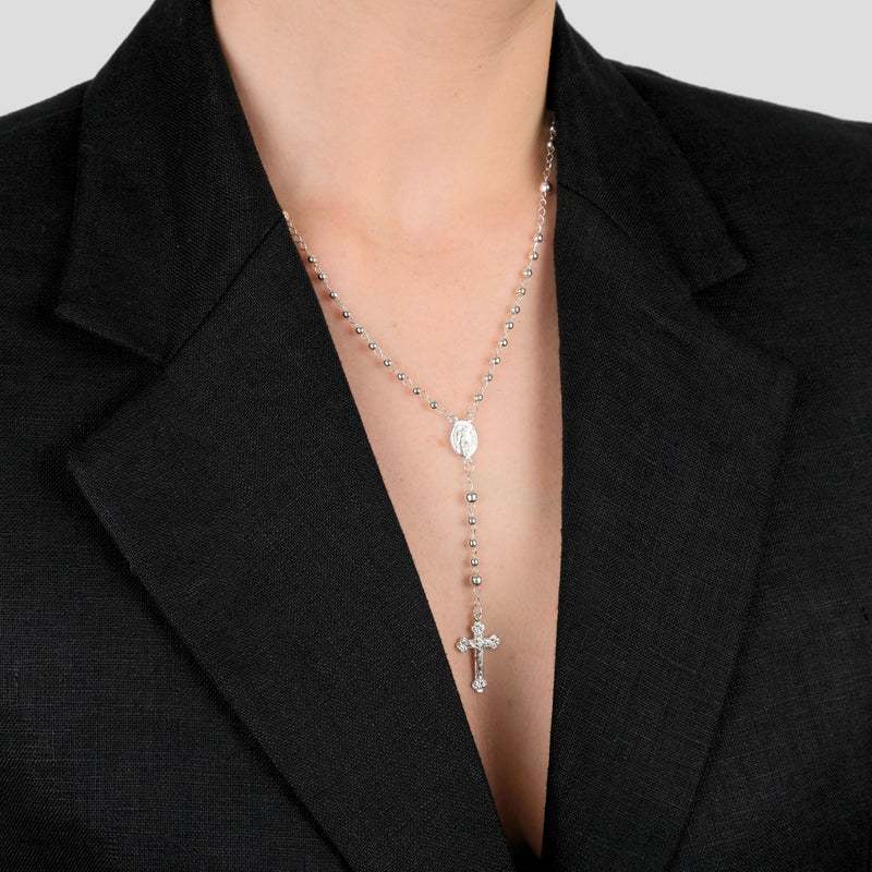 Necklace Rosary in Silver