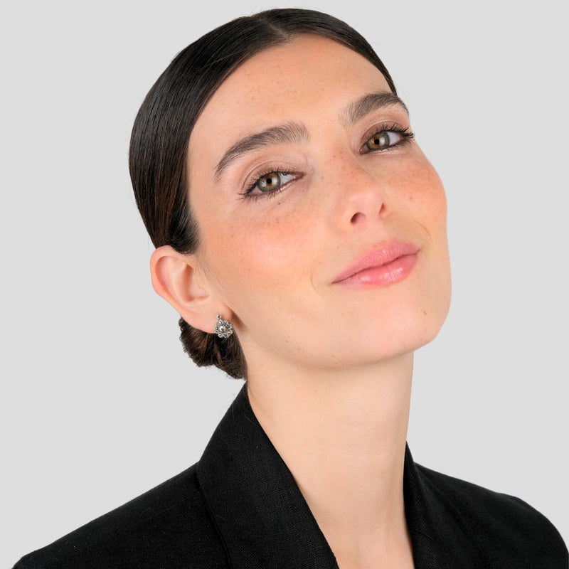 Earrings Rosette with Marcasites in Silver