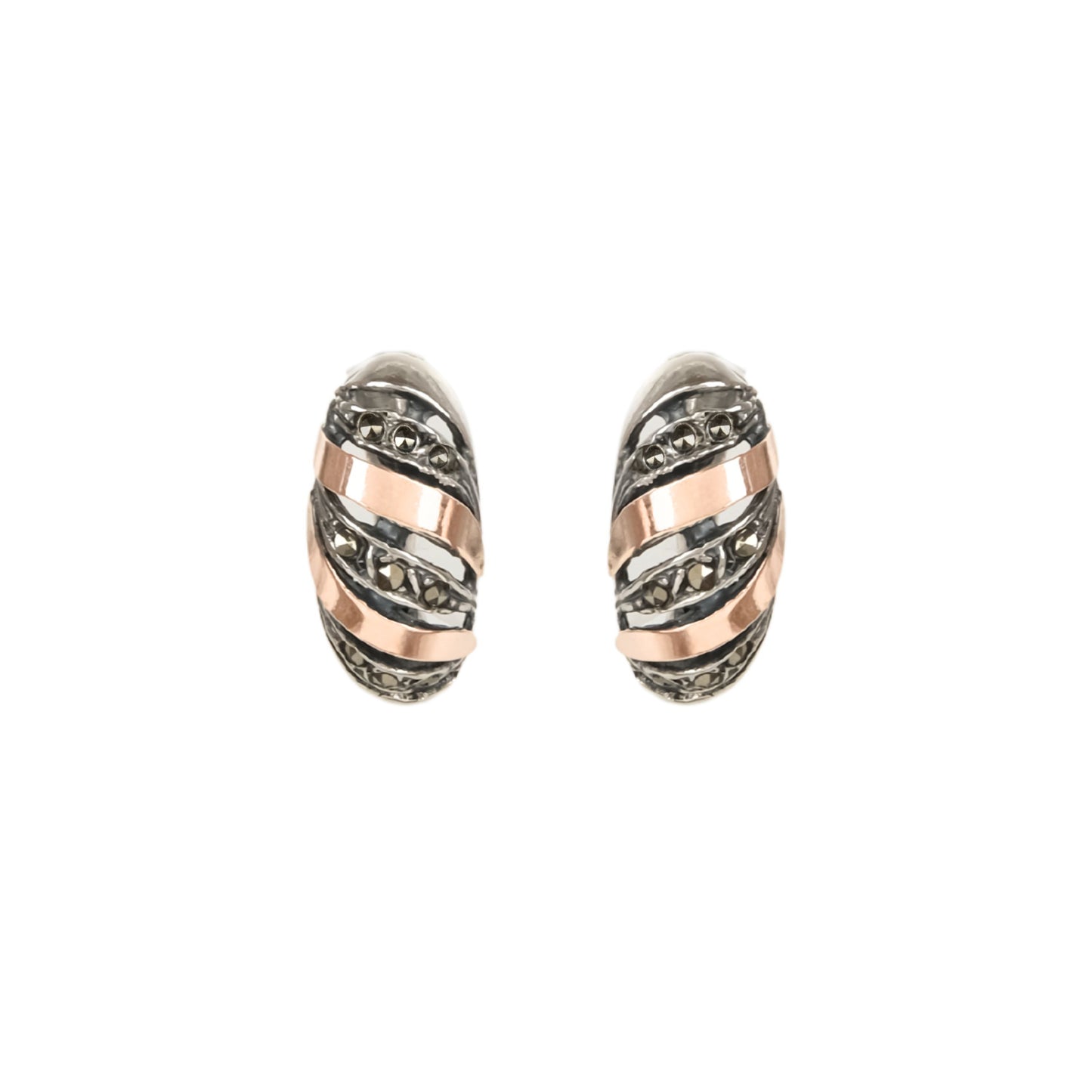 Earrings Croissant Marcasites in Silver and Gold