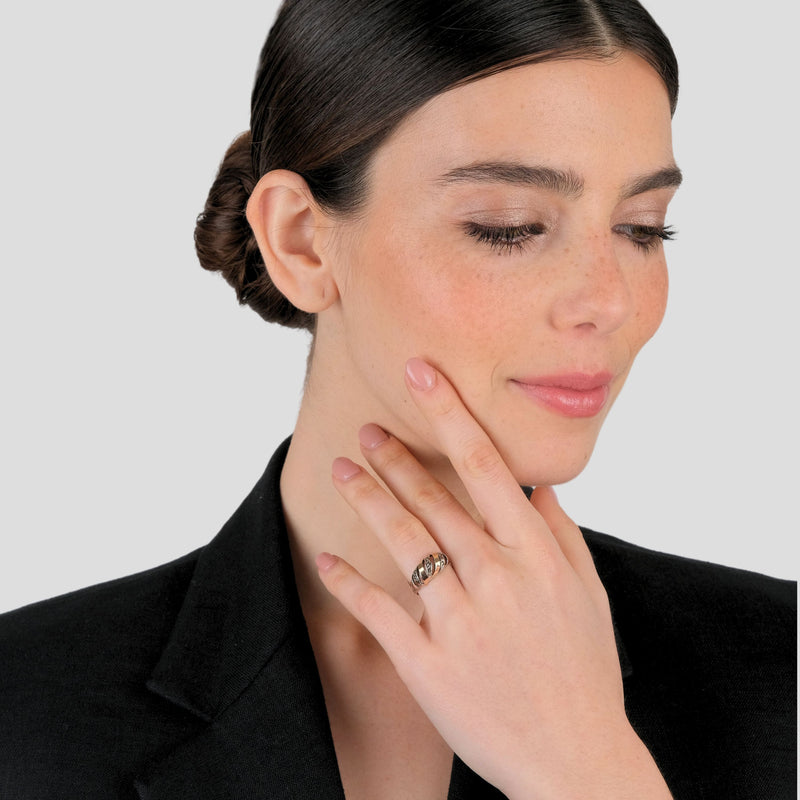 Ring Croissant Marcasites in Silver and Gold