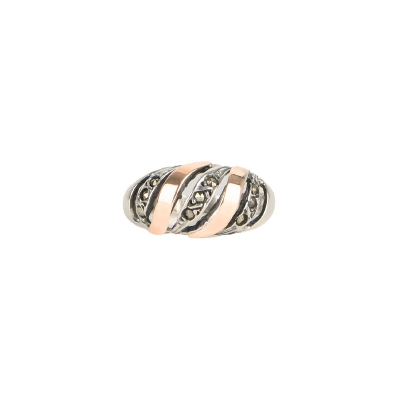 Ring Croissant Marcasites in Silver and Gold