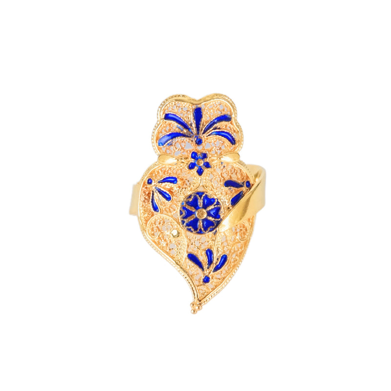 Ring Heart of Viana Royal Blue in Gold Plated Silver