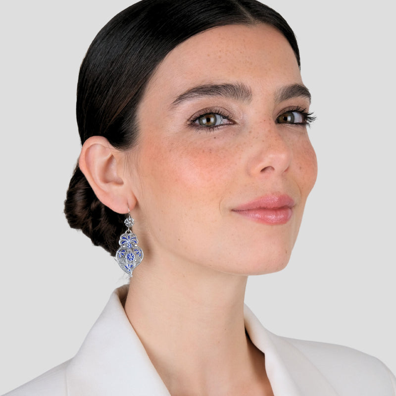 Earrings Heart of Viana Royal Blue in Silver