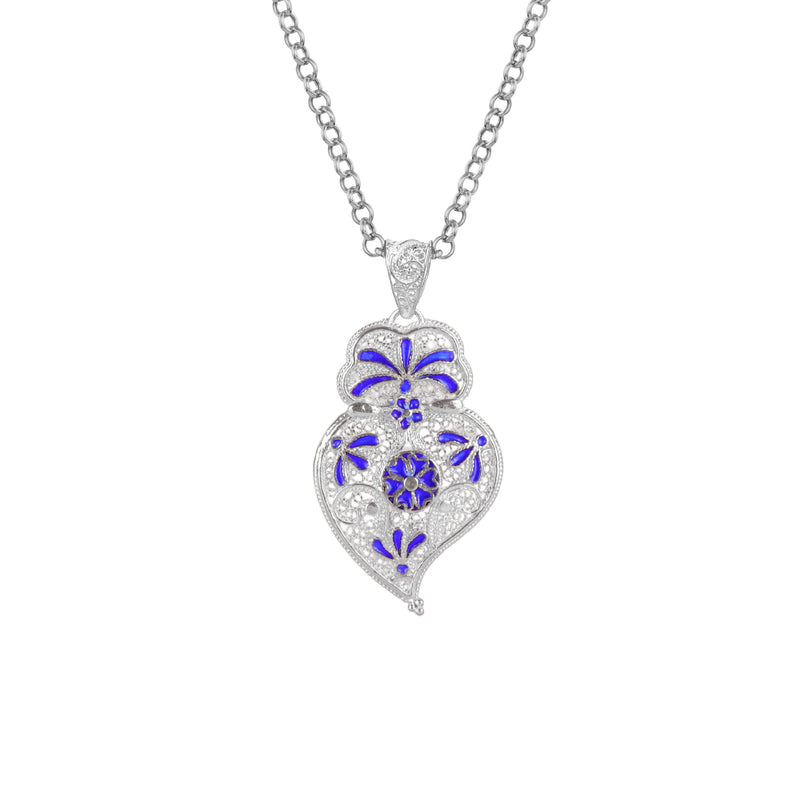 Necklace Heart of Viana Royal Blue in Silver